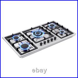 36in Gas Cooktop Kitchen 5Burners Countertop Built-in Gas Stainless Steel NG/LPG