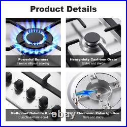36in Gas Cooktop Kitchen 5Burners Countertop Built-in Gas Stainless Steel NG/LPG