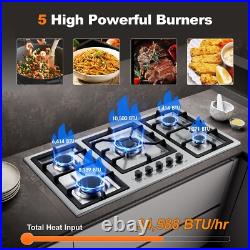 36in Gas Cooktop Kitchen 5Burners Countertop Built-in Gas Stainless Steel NG/LPG