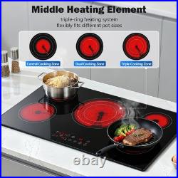 36inch Electric Cooktop, 5Burners 9000W Built-in Glass Ceramic Electric Stove Top