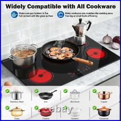 36inch Electric Cooktop, 5Burners 9000W Built-in Glass Ceramic Electric Stove Top