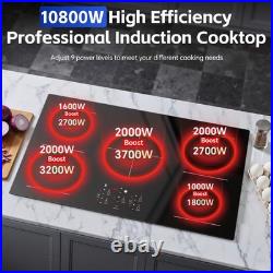 36inch Electric Induction Cooktop 5 Burners, 10800W, Booster, Timer, Child Lock