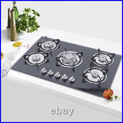 4/5 Burners Built-In NG LPG Gas Stove Cooktop Tempered Glass Electronic ignition