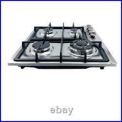 4 Burner Gas Cooktops 23in Stainless Steel Gas Stove LPG Convertible