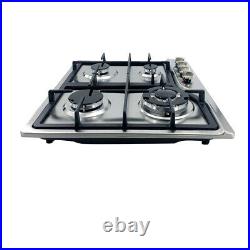 4 Burner Gas Cooktops 23in Stainless Steel Gas Stove LPG Convertible