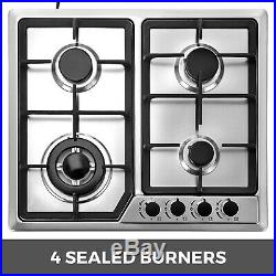 4 Burner Stove Gas Propane Range Tempered Ignition Camping Outdoor Glass Cooktop