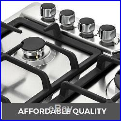 4 Burner Stove Gas Propane Range Tempered Ignition Camping Outdoor Glass Cooktop