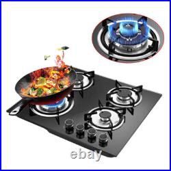4-Burners 23 Gas Cooktop Built-in Stove Lpg Ng Cooker Tempered Glass Cooking US
