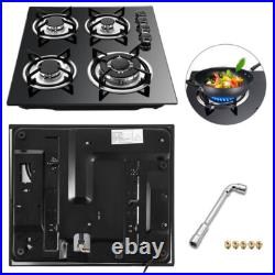 4-Burners 23 Gas Cooktop Built-in Stove Lpg Ng Cooker Tempered Glass Cooking US