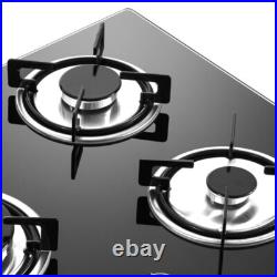 4-Burners 23 Gas Cooktop Built-in Stove Lpg Ng Cooker Tempered Glass Cooking US