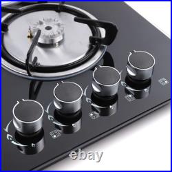 4-Burners 23 Gas Cooktop Built-in Stove Lpg Ng Cooker Tempered Glass Cooking US