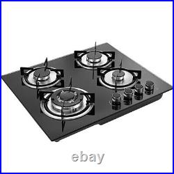 4 Burners 23 Propane Gas Cooktop Built-in Stove Tempered glass Surface Cooker