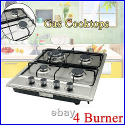 4 Burners Built-In Stove 23 Stainless Steel Gas Cooktop LPG Propane Natural Gas