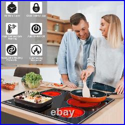 4 Burners Electric Cooktop 24 Inch, 220-240V Built-In Electric Ceramic Cooktop w