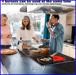 4 Burners Electric Cooktop 24 Inch, 220-240V Built-In Electric Ceramic Cooktop w