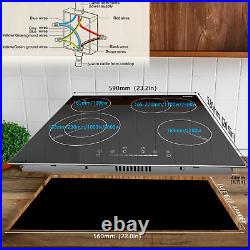 4 Burners Electric Cooktop 24 Inch, 220-240V Built-In Electric Ceramic Cooktop w