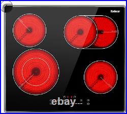 4 Burners Electric Cooktop 24 Inch, 220-240V Built-In Electric Ceramic Cooktop w