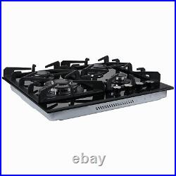 4-Burners Gas Cooktop 24 inch Dual Burners NG/LPG Tempered Glass Drop-in Gas Hob