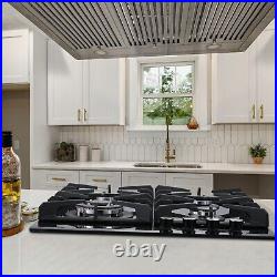 4-Burners Gas Cooktop 24 inch Dual Burners NG/LPG Tempered Glass Drop-in Gas Hob