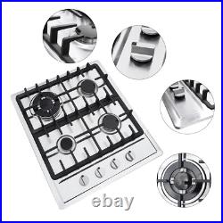4 Burners Stove Top Built-In Gas Propane NG 23 Cooktop Cooking Stainless Steel