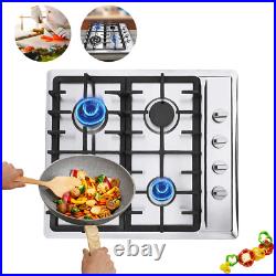 4 Burners Stove Top Built-In Gas Propane NG 23 Cooktop Cooking Stainless Steel
