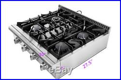 4 burner propane stove 30 Inch Rangetop Stainless Steel HRT3003U Thor Kitchen