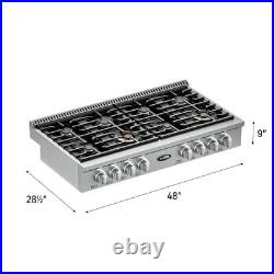 48 In Gas Range-Top With 8 Sealed Italian Burners And Stainless-Steel Stovetop