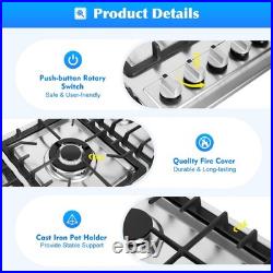 5 Burner Gas Cooktop Portable Stainless Steel LPG/NG Electric Ignition