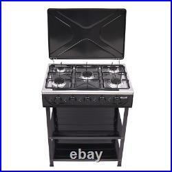 5-Burner Gas Stove Outdoor Camping Cooking BBQ Grill With 2-Tier Storage Rack