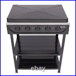 5-Burner Gas Stove Outdoor Camping Cooking BBQ Grill With 2-Tier Storage Rack