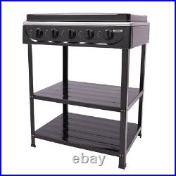 5-Burner Gas Stove Outdoor Camping Cooking BBQ Grill With 2-Tier Storage Rack