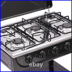 5-Burner Gas Stove Outdoor Camping Cooking BBQ Grill With 2-Tier Storage Rack