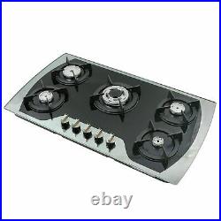 5 Burner Stainless Built-In Gas Cooktops Cooker Stove Button Control LPG/NG Gas