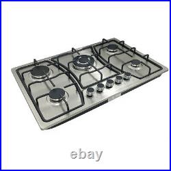 5 Burners 30 Cooktop Stainless Steel Gas Stove Built-In Propane Natural Gas US