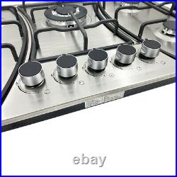 5 Burners 30 Cooktop Stainless Steel Gas Stove Built-In Propane Natural Gas US