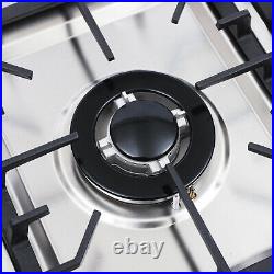 5 Burners Built-In Stove Cooktop Gas NG/LPG Gas Cooker Stainless Steel Kitchen