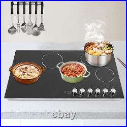 5 Burners Electric Cooktop Countertop Cooking Stovetop Knob Control 600-1200W