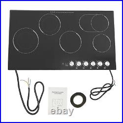 5 Burners Electric Cooktop Countertop Cooking Stovetop Knob Control 600-1200W