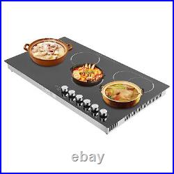 5 Burners Electric Cooktop Countertop Cooking Stovetop Knob Control 600-1200W