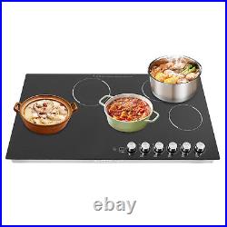 5 Burners Electric Cooktop Countertop Cooking Stovetop Knob Control 600-1200W