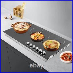 5 Burners Electric Cooktop Countertop Cooking Stovetop Knob Control 600-1200W