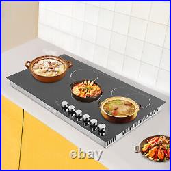 5 Burners Electric Cooktop Countertop Cooking Stovetop Knob Control 600-1200W