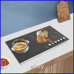 5 Burners Electric Cooktop Countertop Cooking Stovetop Knob Control 600-1200W