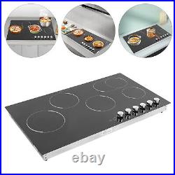 5 Burners Electric Cooktop Countertop Cooking Stovetop Knob Control 600-1200W