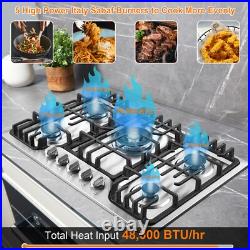 5-Burners Gas Cooktop Stainless Steel Dual Burners NG/LPG with Grill & Griddle