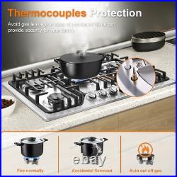 5-Burners Gas Cooktop Stainless Steel Dual Burners NG/LPG with Grill & Griddle