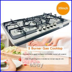 5 Burners Gas Stove 35 Built-In Gas Cooktop Stainless Steel Natural Gas Propane