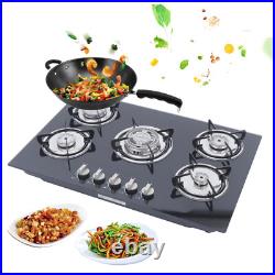 5 Burners Kitchen Gas Cooking Cooktop Built-In Stove Top Tempered Glass LPG/NG