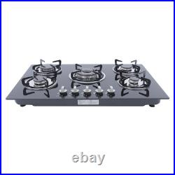 5 Burners Kitchen Gas Cooking Cooktop Built-In Stove Top Tempered Glass LPG/NG