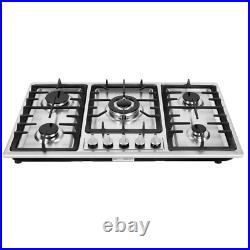 5 Burners Stainless Steel Natural gas Built-In Cooktop Countertop Cook Stove NEW